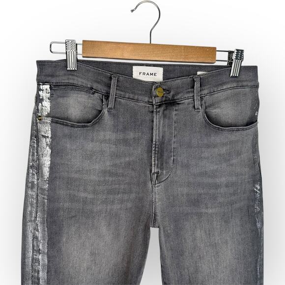 FRAME Denim Women's Le High Straight Gray Field Foil Tux LHSTFTX710 Size 28 - Picture 3 of 10